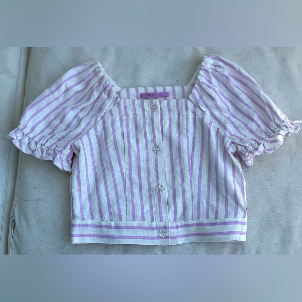 Scotch & Soda - Little Girl's & Girl's Striped Linen-Blend Top- Orchid- Size- 6